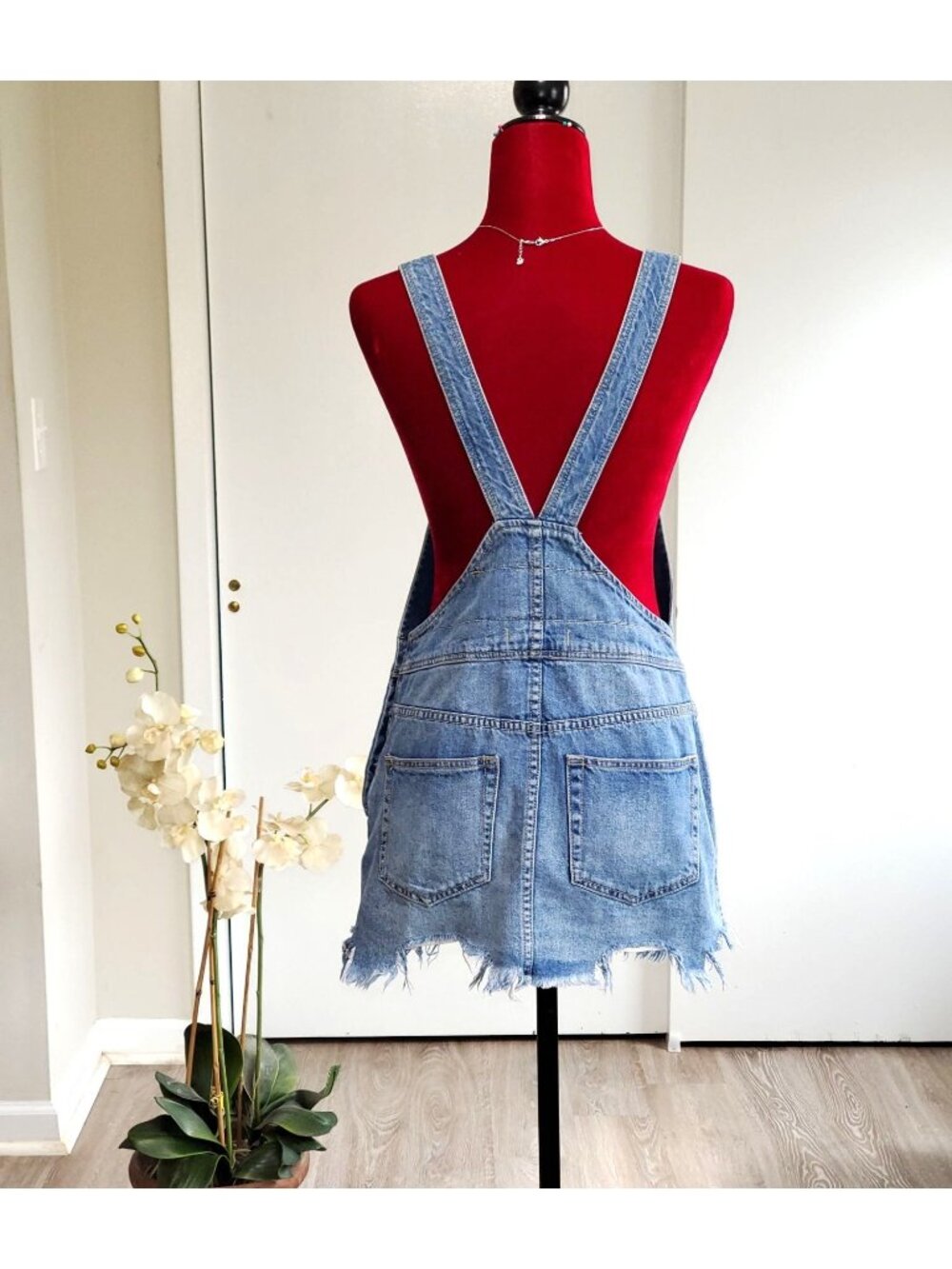 Free People Womens Torn Up Jumper Fray Hem Denim Overall Size 0 1314 - Picture 11 of 16